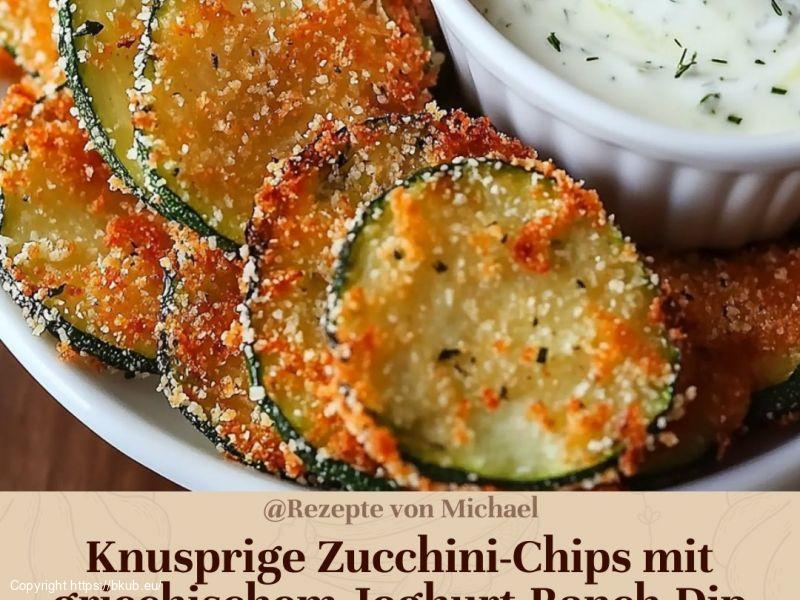 Crispy Zucchini-Chips mit griechischem Joghurt-Ranch-Dip 