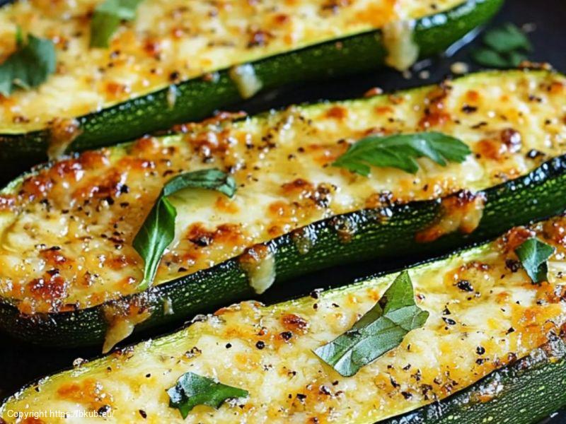 Käsige Knoblauch-Zucchini-Steaks